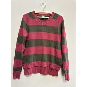 Nightmare on Elm Street Freddy‎ Krueger V-Neck Sweater Women's Size Small Stripe